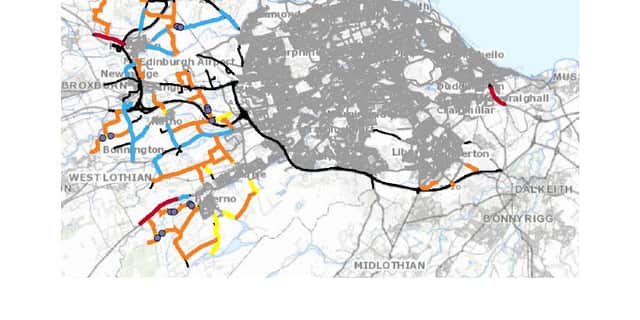 Roads marked yellow would become 20mph, orange 30mph, blue 40mph and red 50mph, with others remaining 60mph